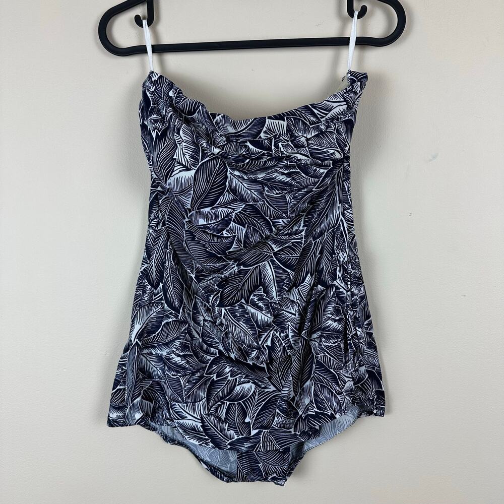 Womens Skirted Tube One Piece Swimsuit Size 16‎ Tropical Tummy Control Retro Y2K